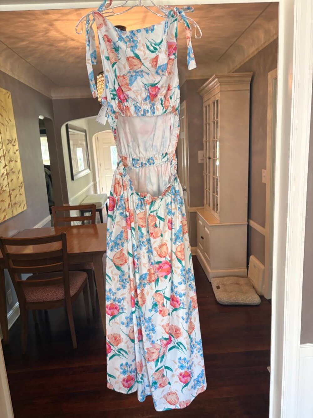 NWT Flying Tomato Floral Tie Strap Midi Fit & Flare Dress. Size M - Picture 11 of 14